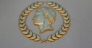 Symbool van een Romeinse keizer met een lauwerkrans