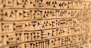 Een close-up afbeelding van spijkerschrift